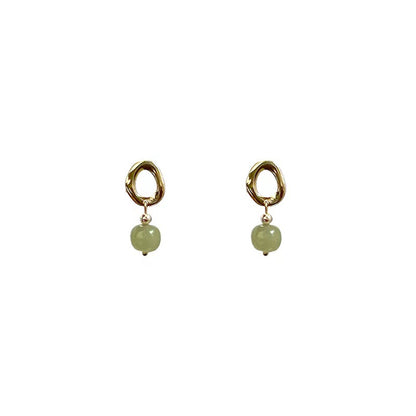 Hetian Jade Yang Green Earrings for Women