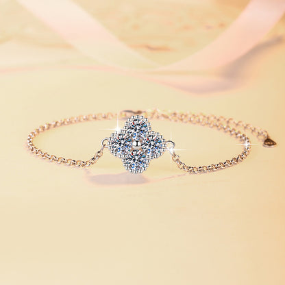 Four-leaf Clover Bracelet Korean Fashion European and American Hot-selling Moissanite Jewelry High-end S925 Silver Jewelry Wholesale Cross-border