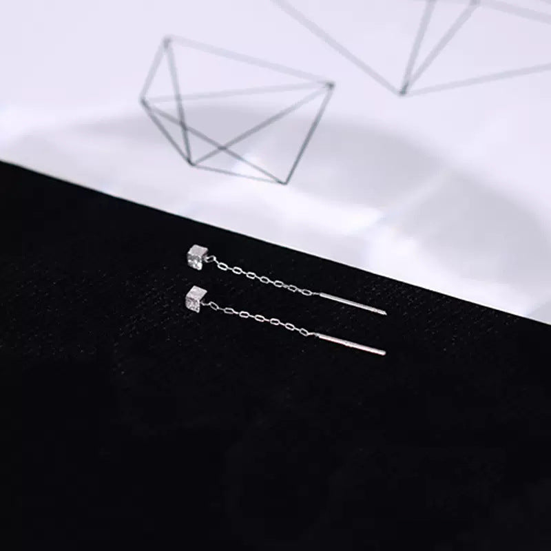 Tassel Square Thread Earrings for Women  Short Style