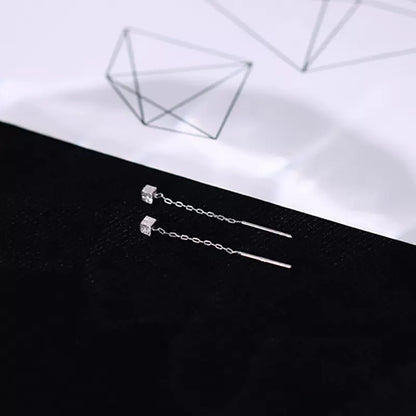 Tassel Square Thread Earrings for Women  Short Style