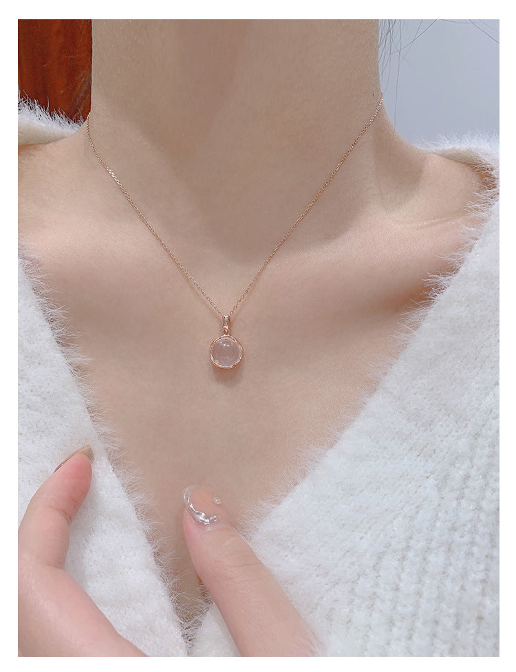 Cherry Blossom Pink Crystal Necklace for Women