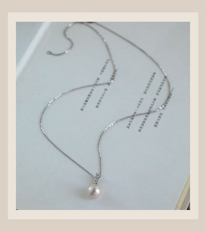 Long Strip Sparkling Diamond Pearl Necklace for Women