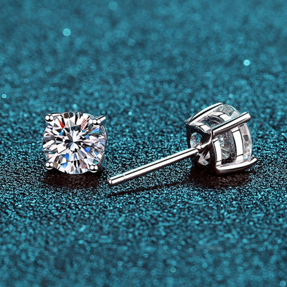 Moissanite Earrings for Women 925 Sterling Silver Simple Four-Prong 18K Gold Plated Carat Diamond Jewelry