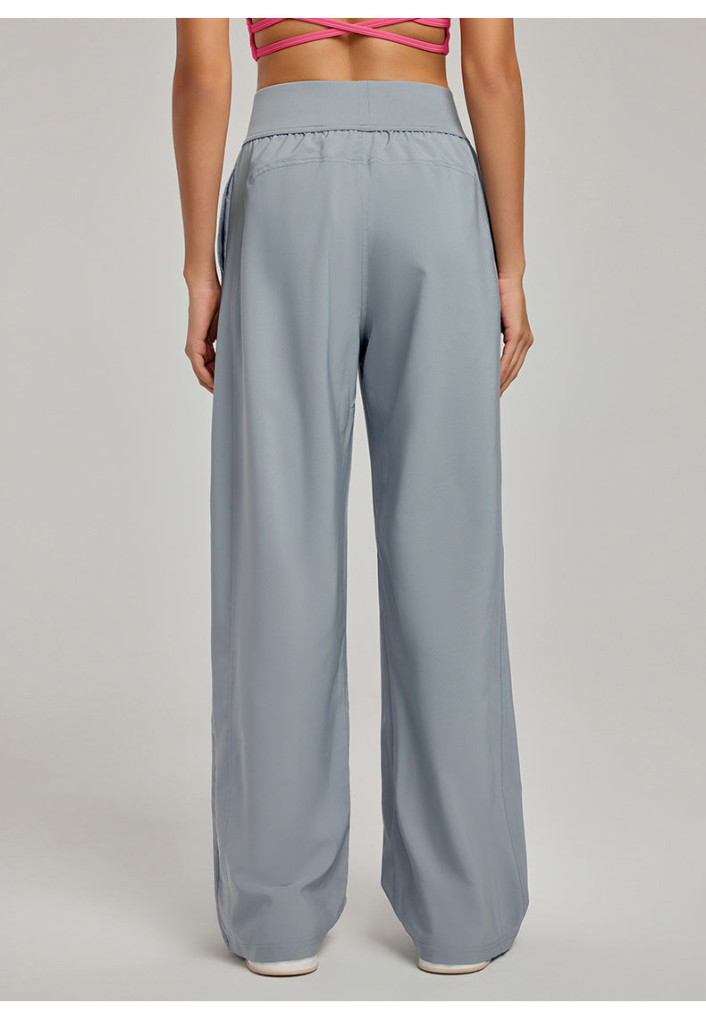 Spring Summer Straight Wide Leg Pants Women's High Waist Slimming Sports Trousers Breathable Draping Loose Casual Yoga Pants