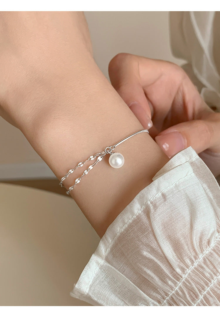 Double Layer Spliced Pearl Bracelet for Women