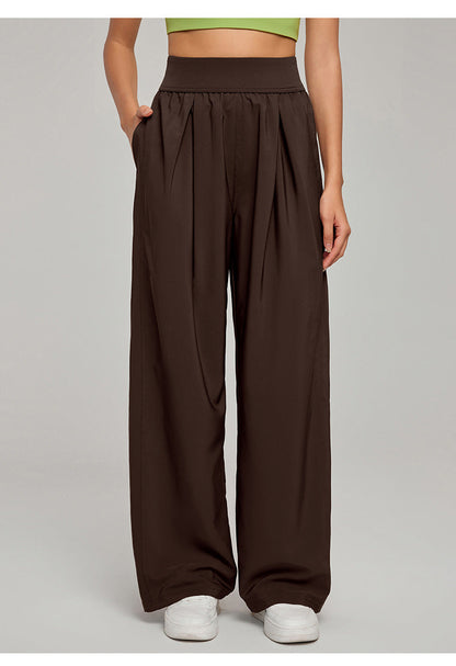 Spring Summer Straight Wide Leg Pants Women's High Waist Slimming Sports Trousers Breathable Draping Loose Casual Yoga Pants