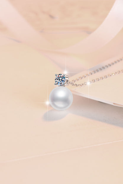 Summer New Freshwater Pearl Simple Korean Version Moissanite Collarbone Chain Factory Source S925 Sterling Silver Necklace Wholesale