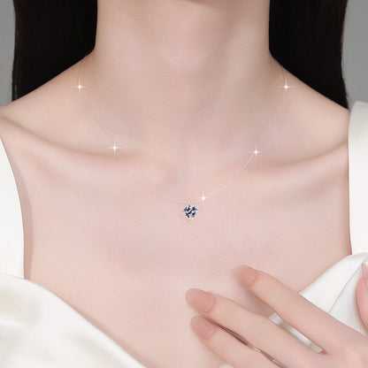 Mermaid Tears Princess Cut Invisible Fish Line Moissanite Pendant S925 Silver Necklace