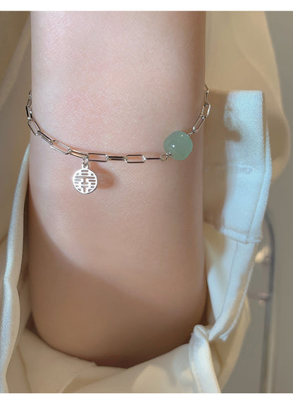 Transshipment Bead Jade Double Happiness Bracelet for Women