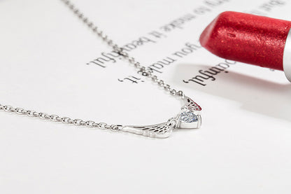 Angel Wings Heart-Shaped Necklace for Women