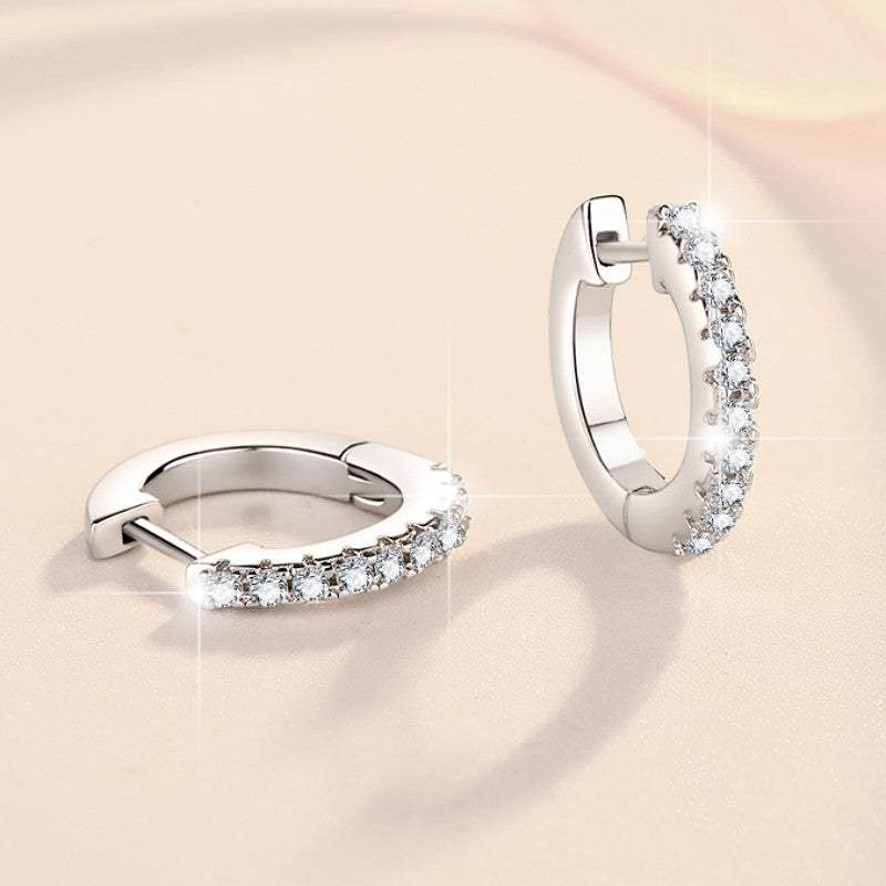 S925 Sterling Silver Earrings Ear Jewelry Ear Clips Round Geometric Simple Fashion Moissanite Jewelry Stud Earrings for Women