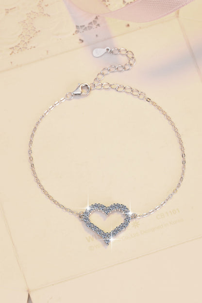 Korean Version Moissanite Bracelet S925 Sterling Silver Jewelry Heart-shaped Set Fashion Sweet Bracelet