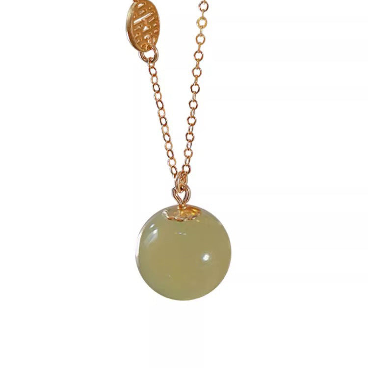 Fu Brand Double Happiness Money Hetian Jade Necklace for Women