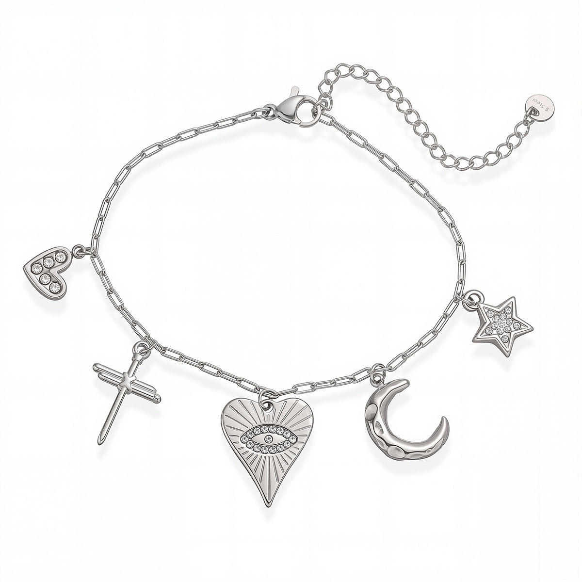 Vintage 18K Gold Plated Devil's Eye Pendant Bracelet for Women, Unique Stainless Steel Jewelry