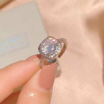 925 Sterling Silver Square Zircon Collar Set