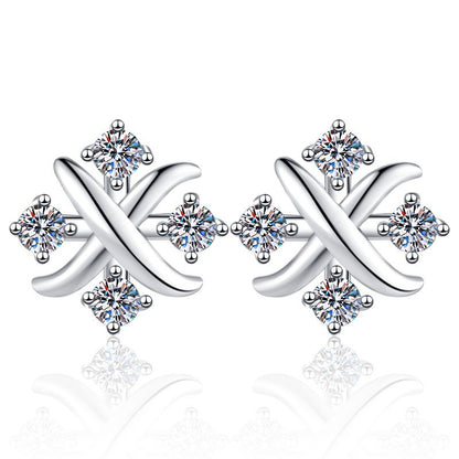 Moissanite Earrings Small Windmill Earrings Exquisite High-End Versatile S925 Silver Stud Earrings for Women