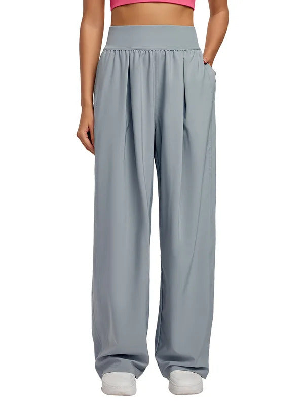 Spring Summer Straight Wide Leg Pants Women's High Waist Slimming Sports Trousers Breathable Draping Loose Casual Yoga Pants