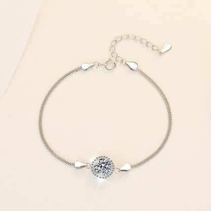 s925Sterling Silver Bracelet1Carat Plated pt950Fashion Versatile Jewelry Manufacturer Cross-Border Moissanite Hand Jewelry Wholesale