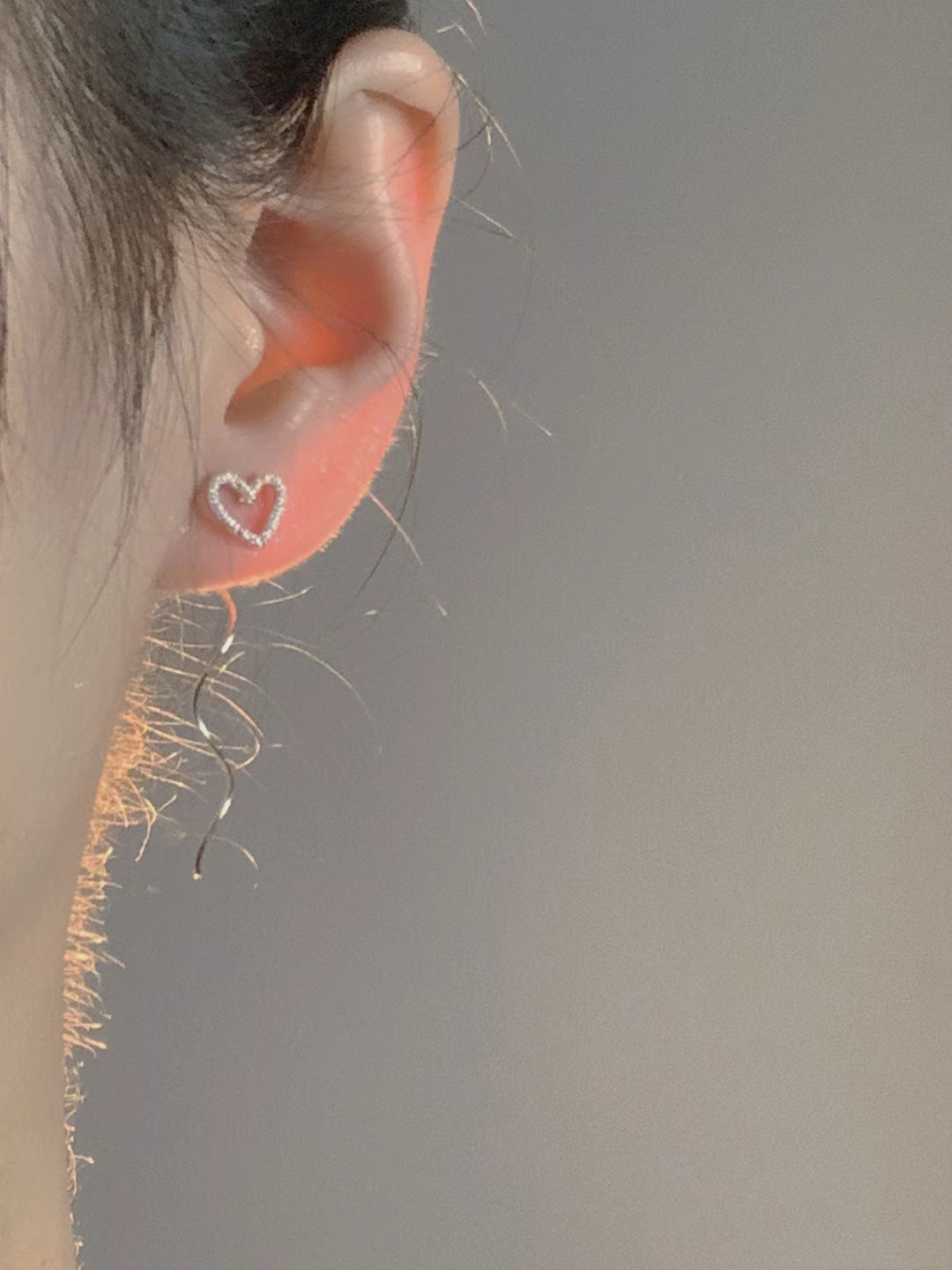 Long Hollow Heart Wave Threader Earrings for Women, Ins Style