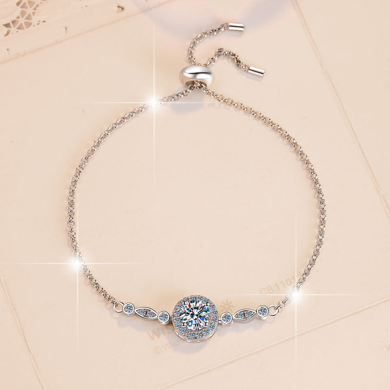 S925 Sterling Silver Bracelet Manufacturer Women's Korean Style Jewelry 1 Carat GRA Certificate Moissanite Bracelet