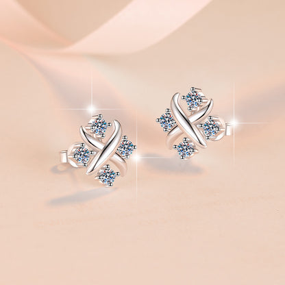 Moissanite Earrings Small Windmill Earrings Exquisite High-End Versatile S925 Silver Stud Earrings for Women