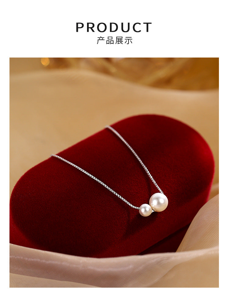 Two Pearl Necklace for Women Fashion Simple Light Luxury Niche Design