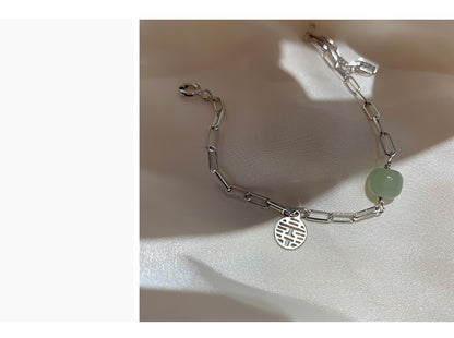 Transshipment Bead Jade Double Happiness Bracelet for Women
