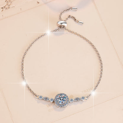 S925 Sterling Silver Bracelet Manufacturer Women's Korean Style Jewelry 1 Carat GRA Certificate Moissanite Bracelet