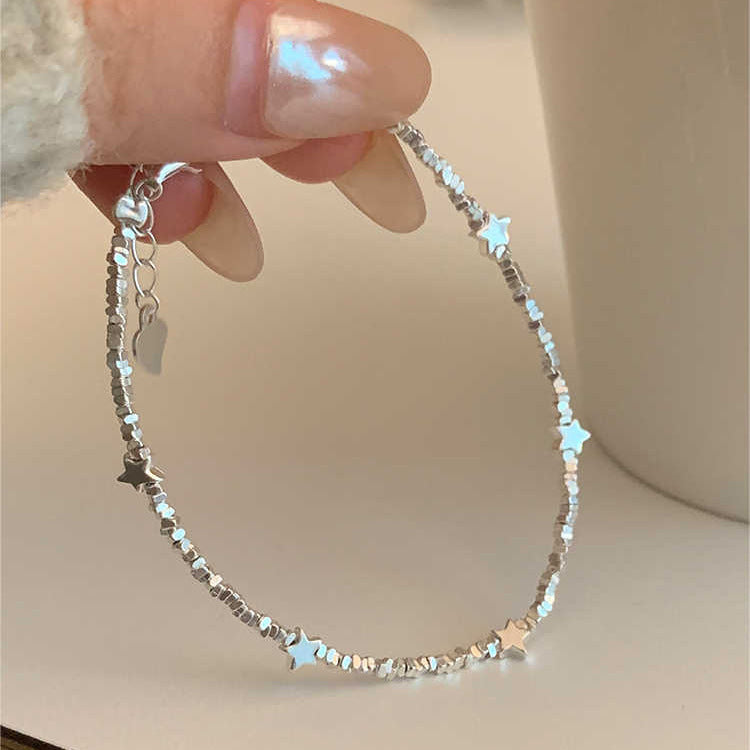 Broken Silver Five-Pointed Star Bracelet for Women Fashionable