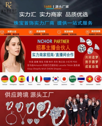 s925Sterling Silver Bracelet1Carat Plated pt950Fashion Versatile Jewelry Manufacturer Cross-Border Moissanite Hand Jewelry Wholesale