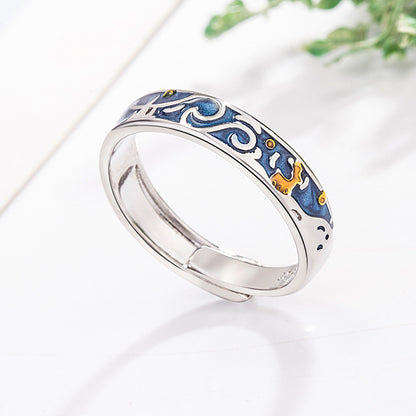 Starry Sky Reindeer Couple Rings for Men and Women