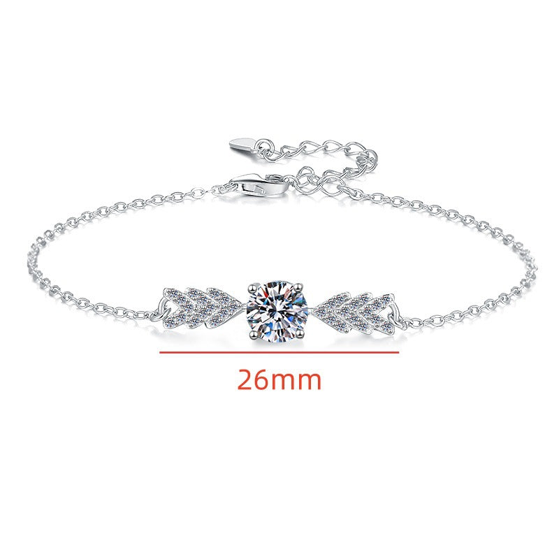 S925 Sterling Silver Bracelet Fashion Niche Design Angel Wing Jewelry Wholesale Moissanite