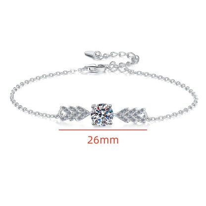 S925 Sterling Silver Bracelet Fashion Niche Design Angel Wing Jewelry Wholesale Moissanite