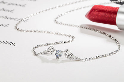 Angel Wings Heart-Shaped Necklace for Women
