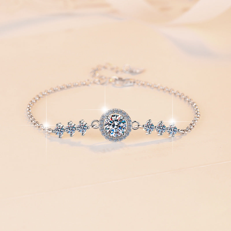 S925 Silver Bracelet GRA Moissanite 1 Carat Bracelet