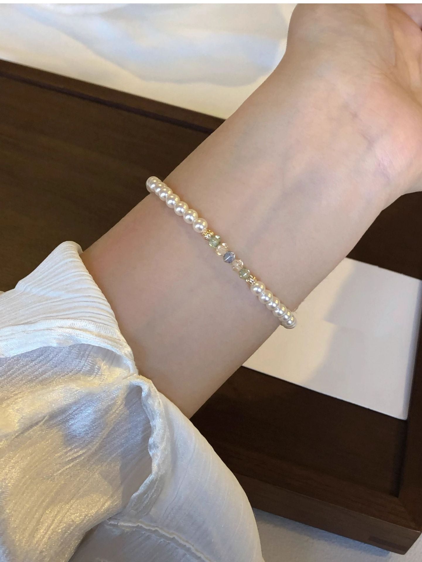 Pearl Colorful Czech Bead Patchwork Bracelet for Women