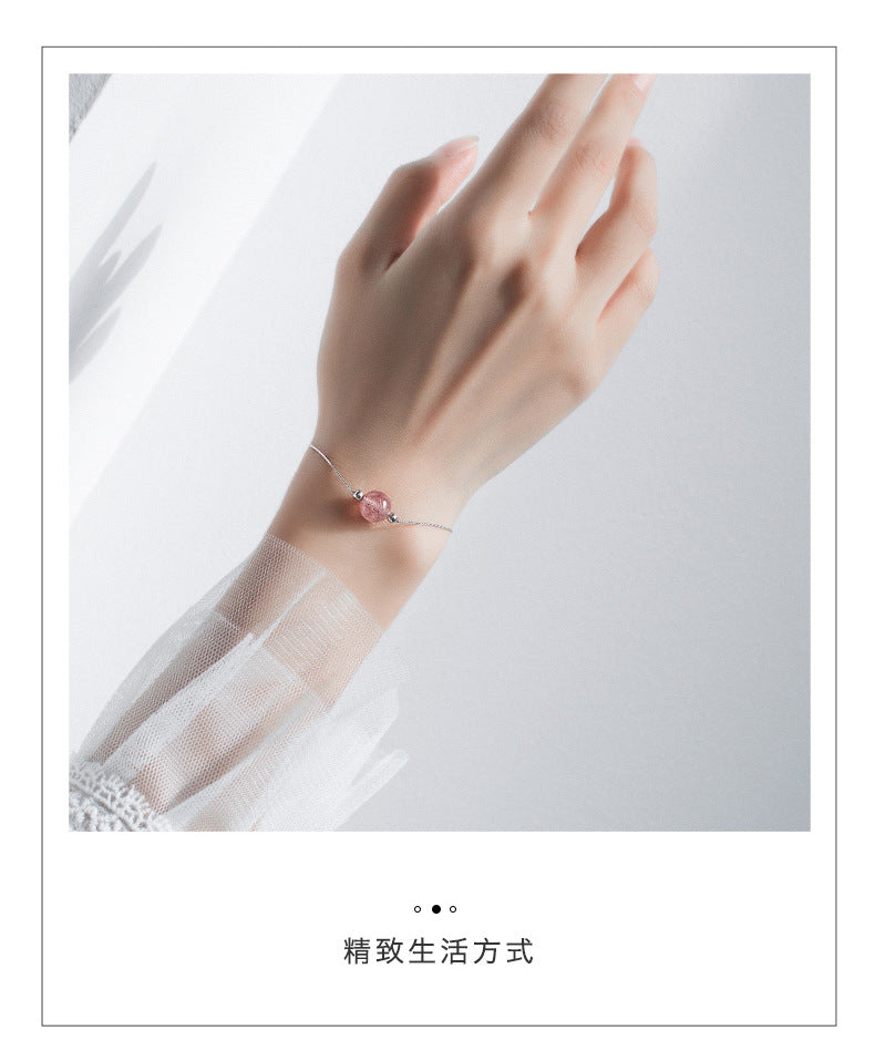Strawberry Crystal Bracelet Women's High-end Niche Design