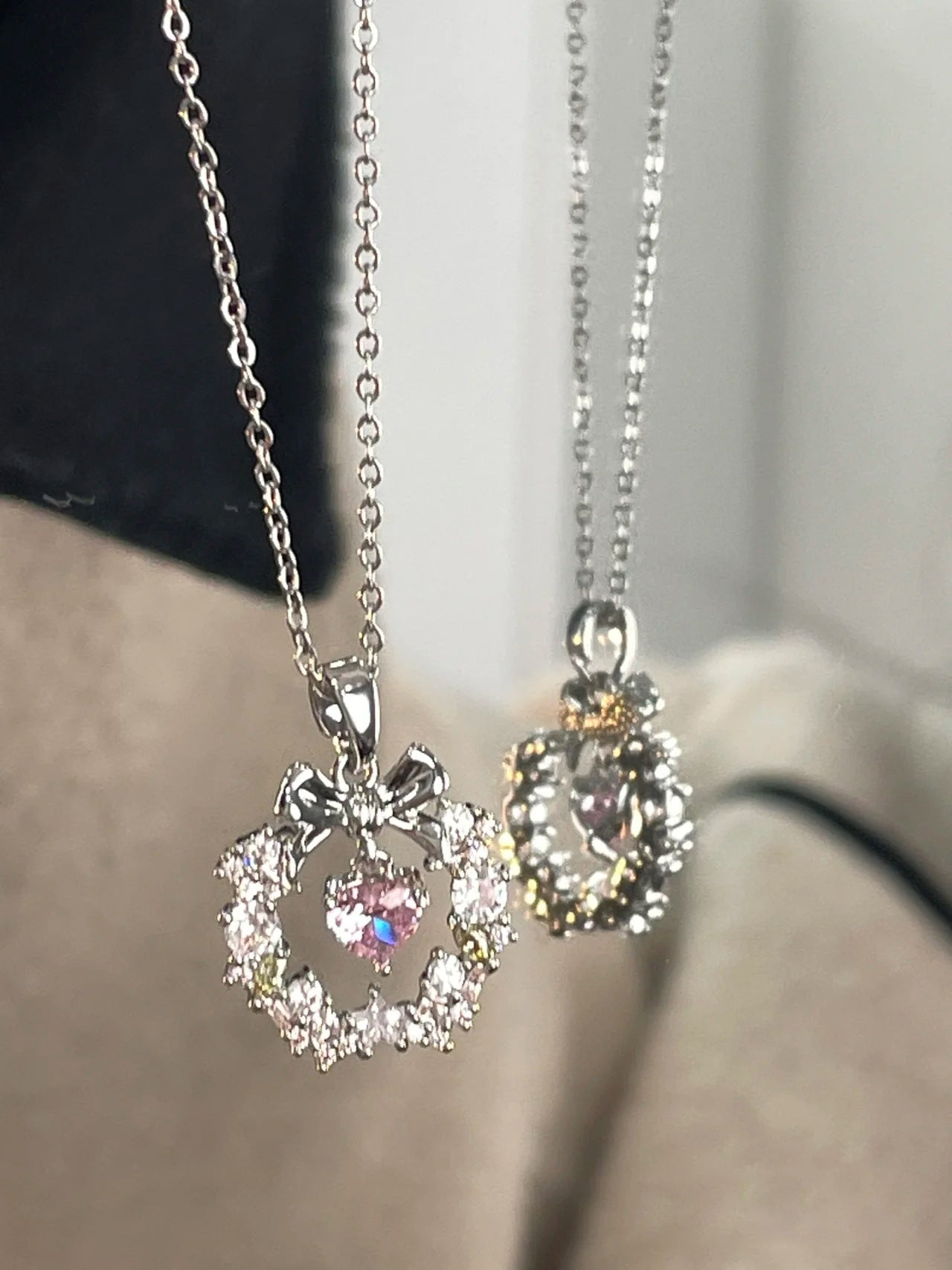 Flower of Love Christmas Bow Necklace for Women