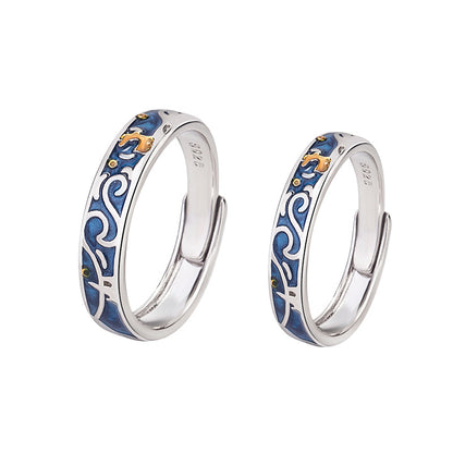 Starry Sky Reindeer Couple Rings for Men and Women