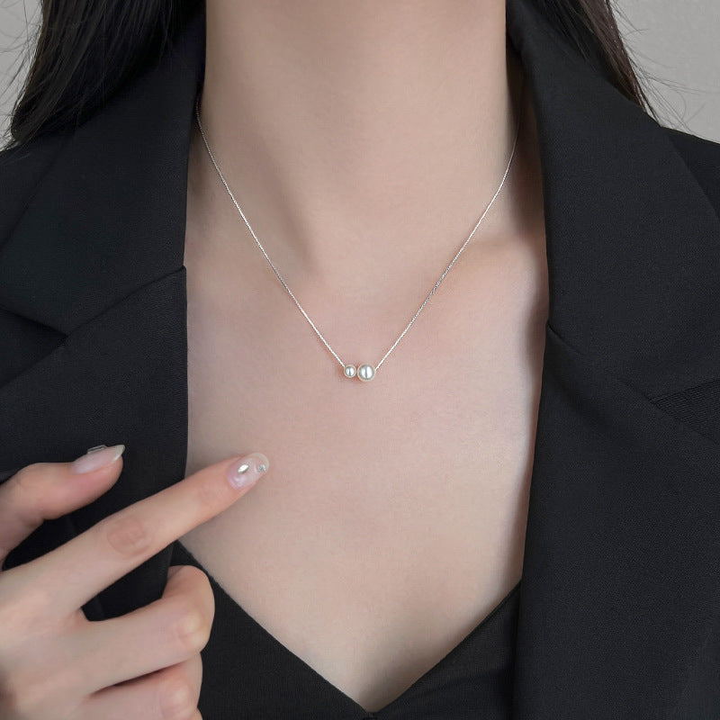 Two Pearl Necklace for Women Fashion Simple Light Luxury Niche Design