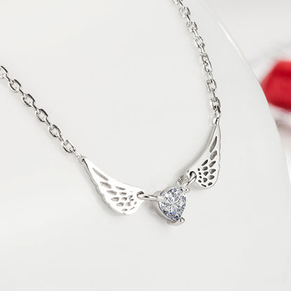 Angel Wings Heart-Shaped Necklace for Women