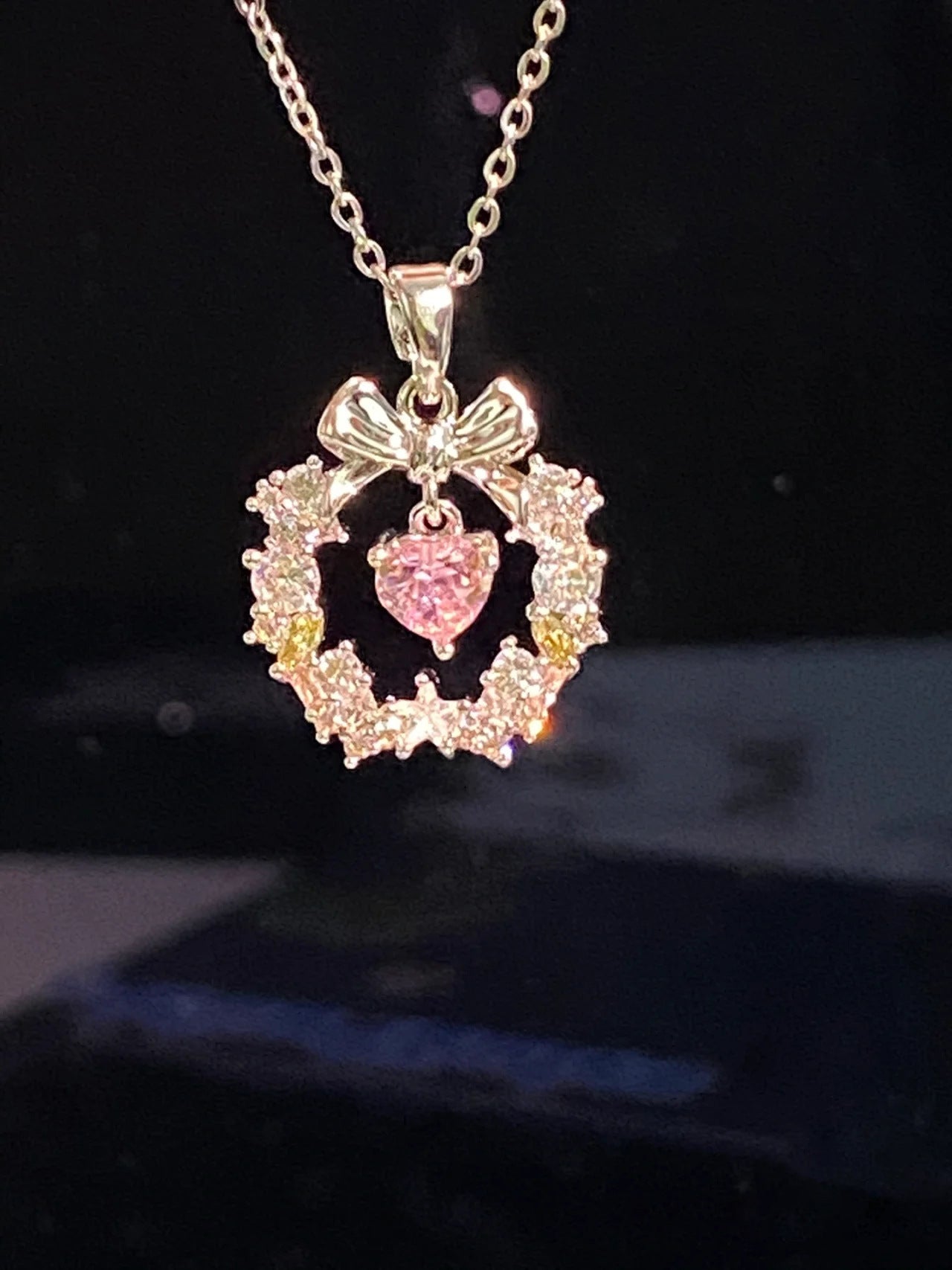 Flower of Love Christmas Bow Necklace for Women