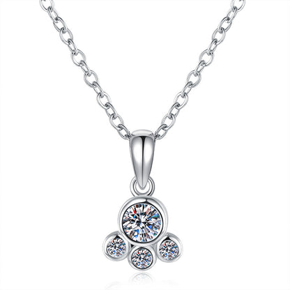 S925 Sterling Silver Necklace Cute Sweet Bear Paw Moissanite Pendant Full Moissanite Fashion Jewelry Wholesale