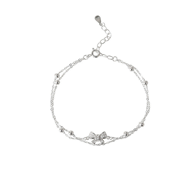 Butterfly Knot Double Layer Bracelet for Women, Ins Style