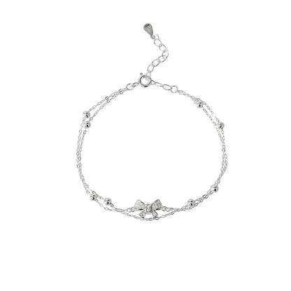 Butterfly Knot Double Layer Bracelet for Women, Ins Style