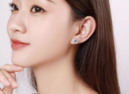 S925 Sterling Silver Earrings for Women Fashion Moissanite Earrings Sunflower Light Luxury Silver Jewelry