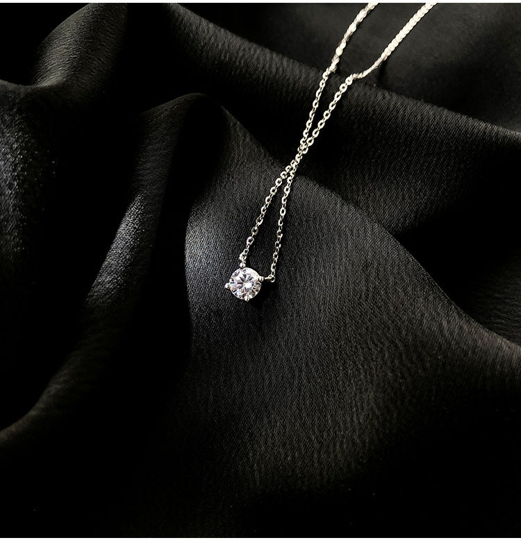 Single Diamond Necklace for Women Niche Design