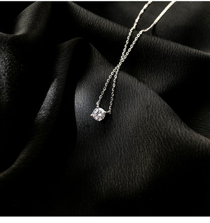 Single Diamond Necklace for Women Niche Design