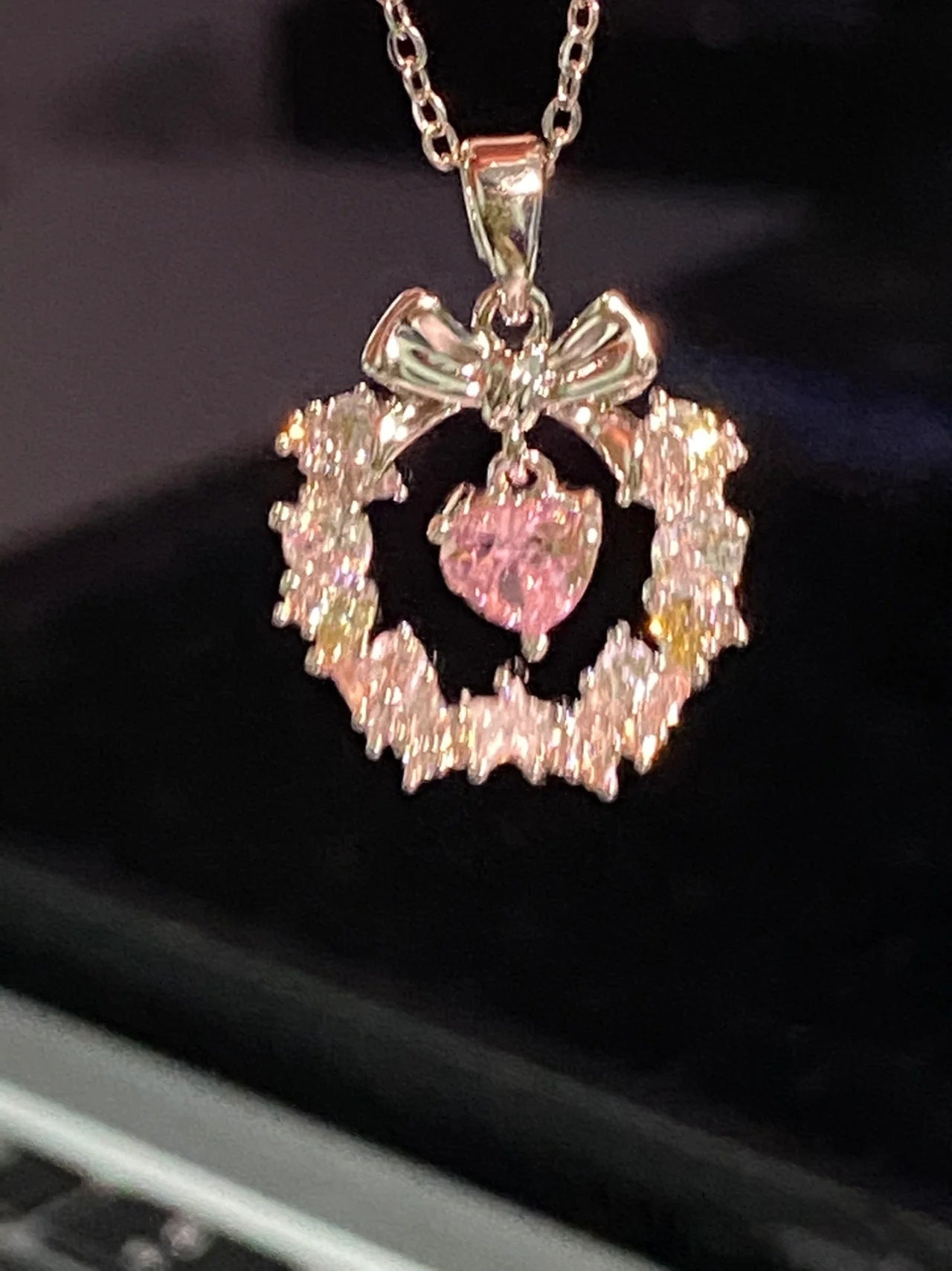 Flower of Love Christmas Bow Necklace for Women