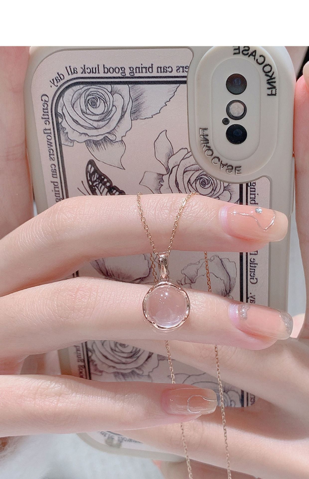 Cherry Blossom Pink Crystal Necklace for Women